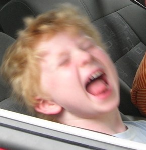 No tears here, just a kid being a kid.